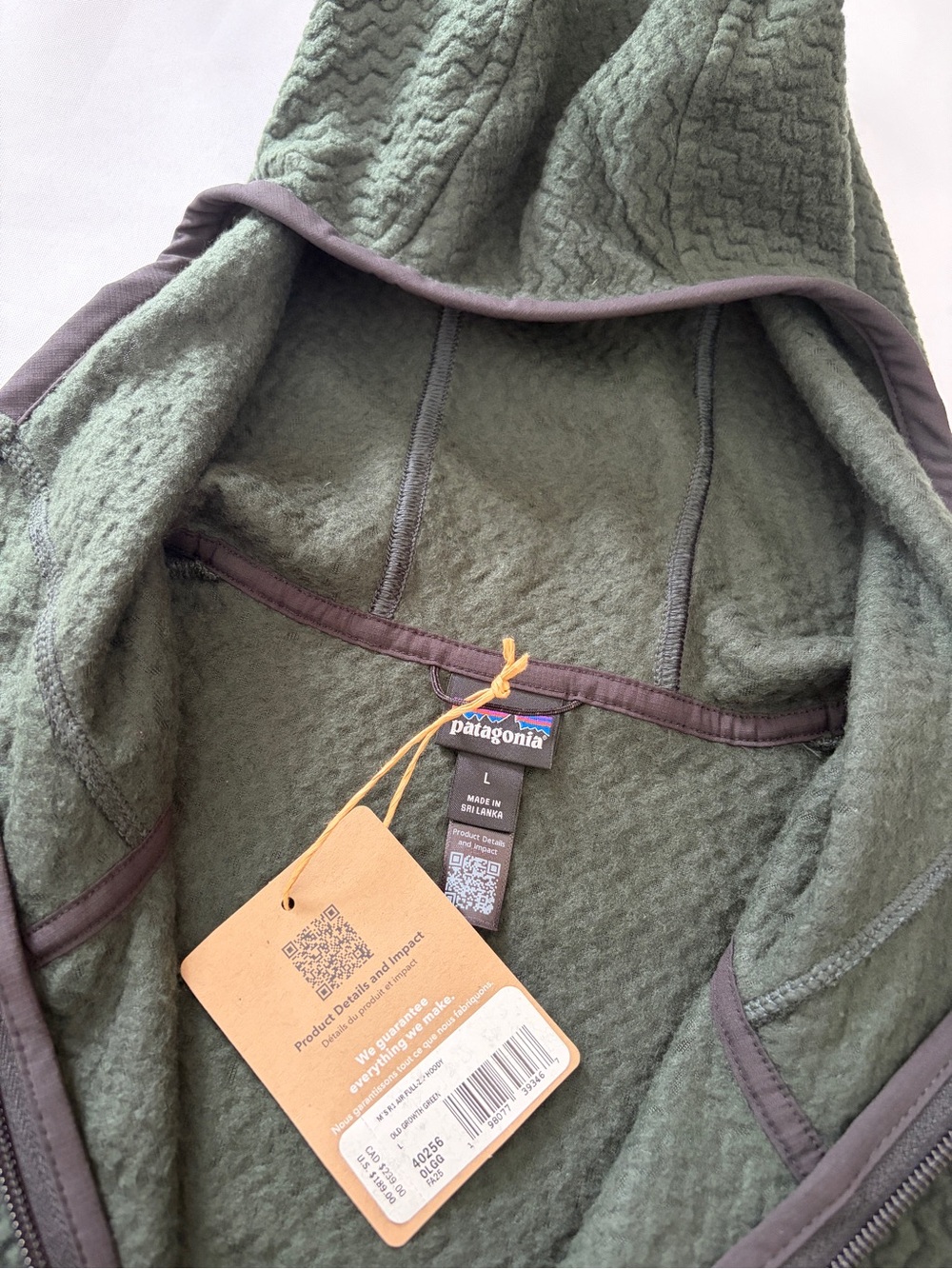 Patagonia R1 Air Full-Zip Hoody Men's Size L Old Growth Green - Picture 4 of 15